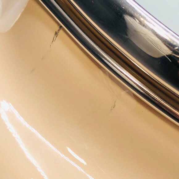 80s Siltal ITALY Beige Enamelware Fondue Pot with Lid by Designer O Cocini - Picture 10 of 10